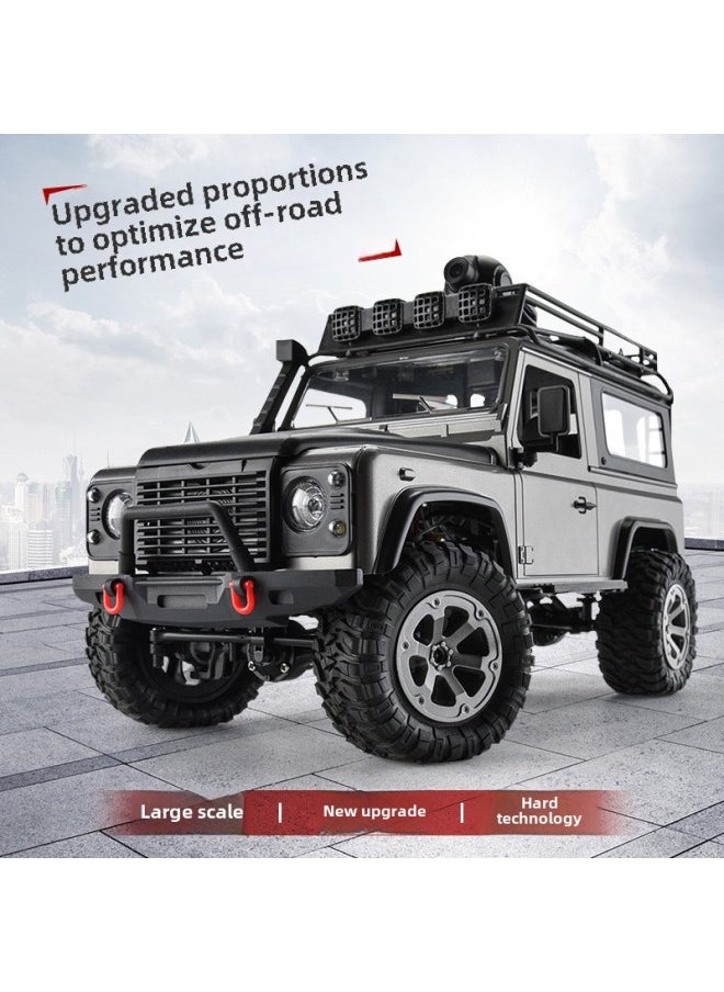 Four-wheel Drive Off-road Vehicle Simulation RC Controllable Headlight Climbing Car Full-scale Remote Control Car Car Big Boy Toy-Color:Silver Gray-Proportion:Four-wheel Drive Track Wheel