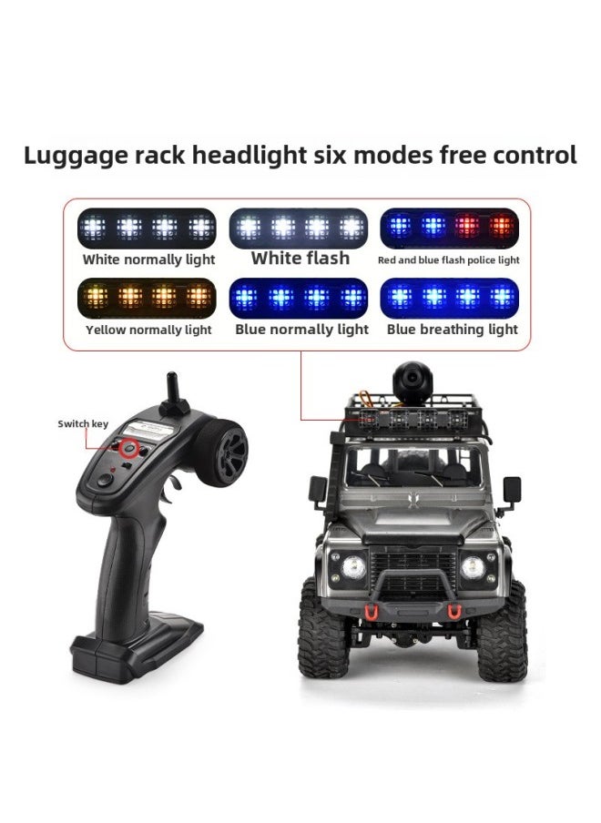 Four-wheel Drive Off-road Vehicle Simulation RC Controllable Headlight Climbing Car Full-scale Remote Control Car Car Big Boy Toy-Color:Silver Gray-Proportion:Four-wheel Drive Track Wheel