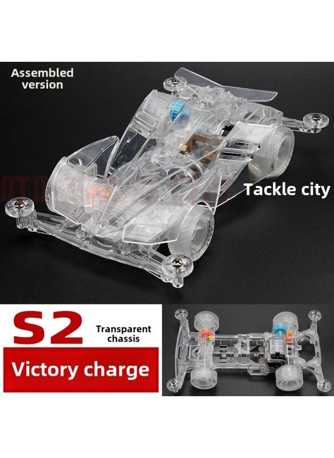 Xingda Four-Drive Brothers Daxing S2 Four-Drive Triangle Arrow Victory Charge Pioneer Sonic Assembled Boy Gift-Color:Cyan Transparent S2 Victory Charger-Scale:Official Standard