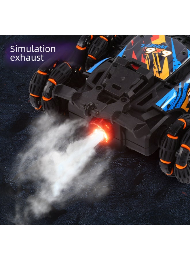 Children's Six-wheel Swing Arm High-speed Drift Off-road Vehicle Six-drive Special Deformation Spray Climbing Bucket Remote Control Car Toy-Color:[Orange Four Wheels] Spray Light Single Control-Proportion:Three Electricity-with Remote Control Battery Charging Line Screwdriver
