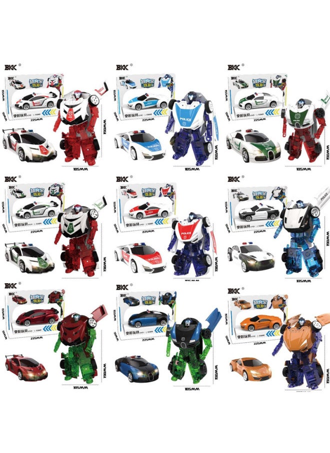 BKK Deformation Car Alloy Toy Diamond Robot 1:32 Alloy Police Car Model Children Toy Car Wholesale-Color:1:32 Alloy Deformation Car Model [English]]