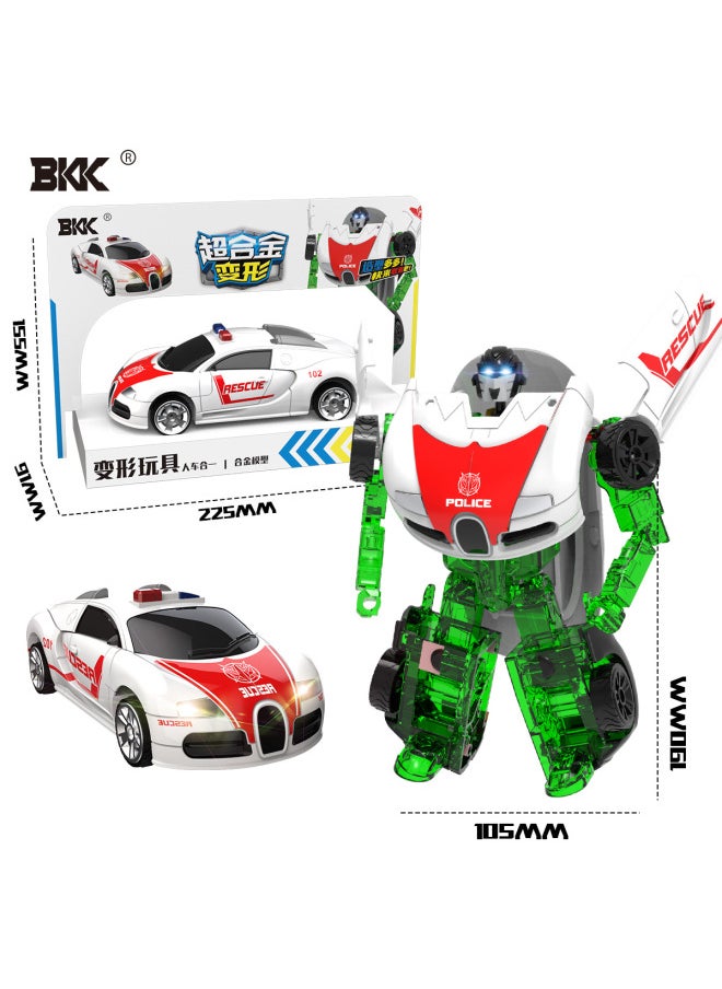 BKK Deformation Car Alloy Toy Diamond Robot 1:32 Alloy Police Car Model Children Toy Car Wholesale-Color:1:32 Alloy Deformation Car Model [English]]