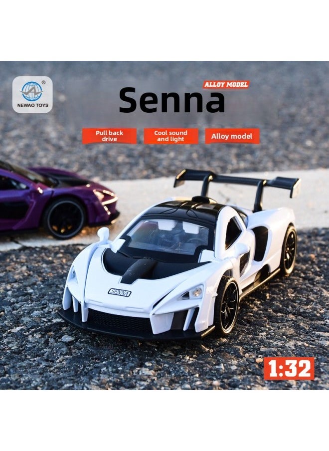 (Boxed) 1:32 Alloy McLaren Senna Sports Car Model Door Sound And Light Children's Toy Car Model Wholesale-Color:3216-McLaren-Boxed-Blue