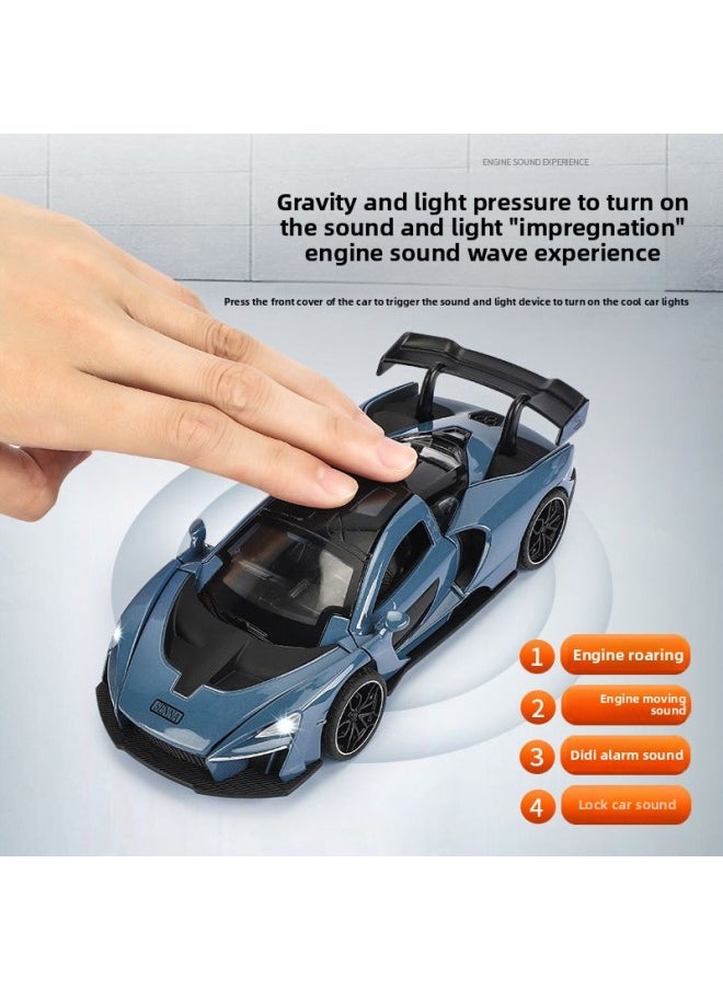 (Boxed) 1:32 Alloy McLaren Senna Sports Car Model Door Sound And Light Children's Toy Car Model Wholesale-Color:3216-McLaren-Boxed-Blue