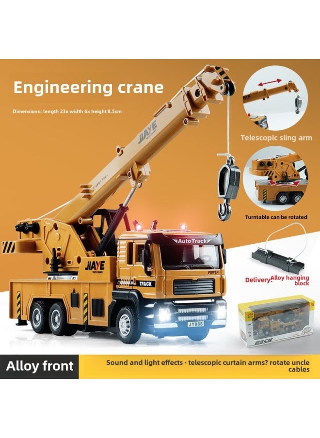 American International 1:43 Alloy Dump Truck Model Large Engineering Flat Head Dump Truck Transporter Unloading Truck Toy Car-Color:Engineering Crane-boxed-acousto-optic-pull-back-front Alloy