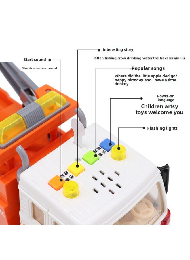Large Inertial Sanitation Lift Truck Simulation Garbage Truck Children's Sound And Light Toys Wrecker Sprinkler A Generation Of Hair-Color:Sanitation Sprinkler (340E)