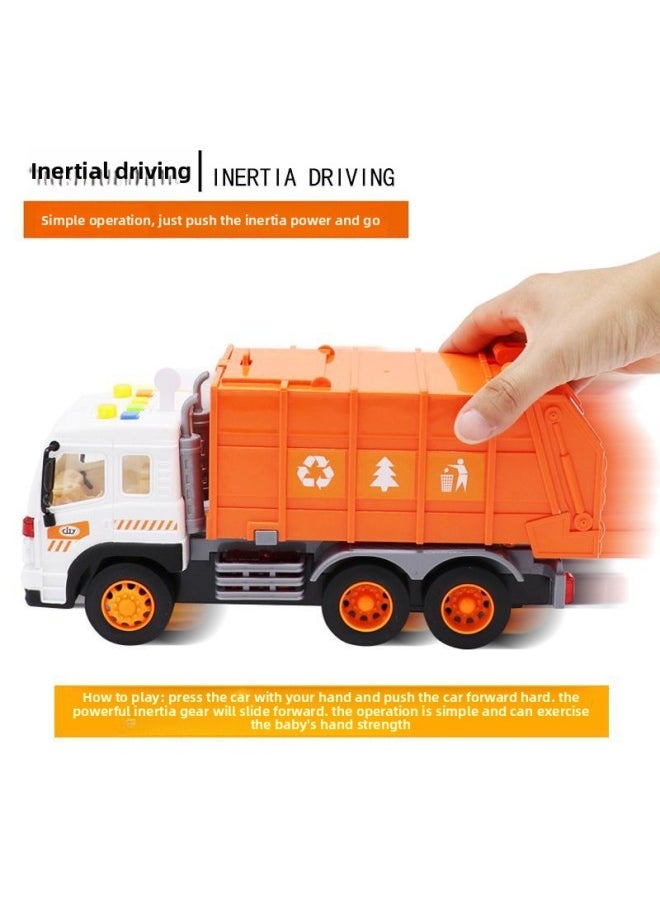 Large Inertial Sanitation Lift Truck Simulation Garbage Truck Children's Sound And Light Toys Wrecker Sprinkler A Generation Of Hair-Color:Sanitation Sprinkler (340E)