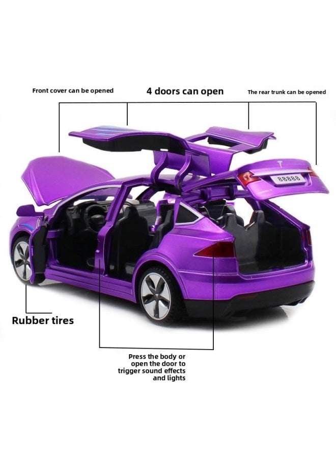 Eating Chicken With Tesla Model3X Alloy Car Model Peace Elite Toy Car Gull Wing Door Children-Color:1:32cybertruck Silver