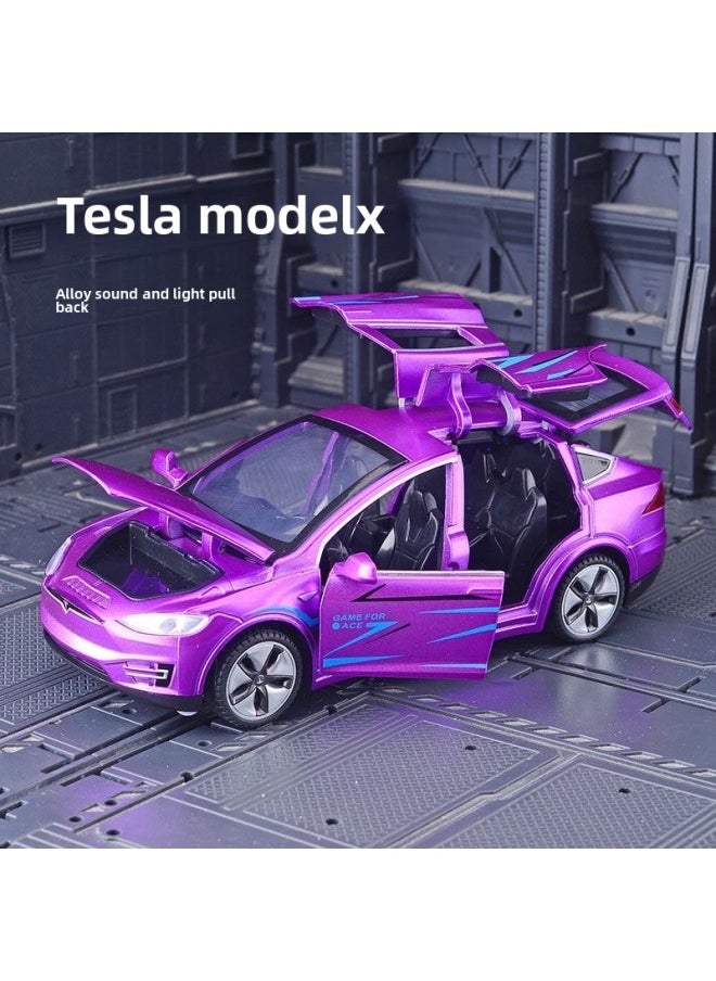 Eating Chicken With Tesla Model3X Alloy Car Model Peace Elite Toy Car Gull Wing Door Children-Color:1:32cybertruck Silver