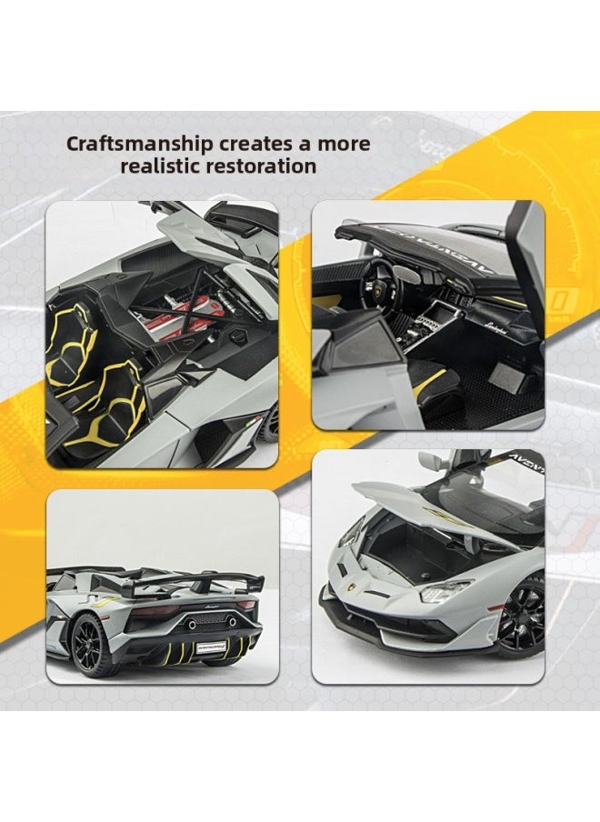 Alloy Sports Car Lambo & Kini Car Model Simulation Sound And Light Pull Back Alloy Toy Car Alloy Car Model Wholesale-Color:1:24 Rambo STO Hurricane White