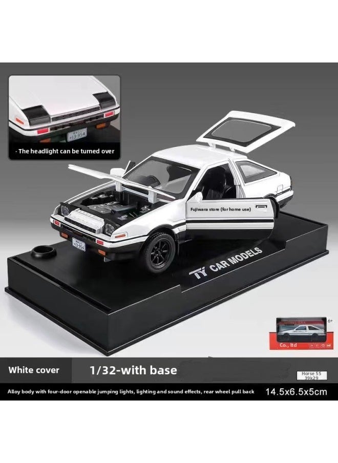 Header D Simulation AE86 Alloy Car Model Pull Back Toy Ornaments Simulation Classic Car Model Generation-Color:1:32 Eagle AE86 White Cover [Fog Lamp Not On]]