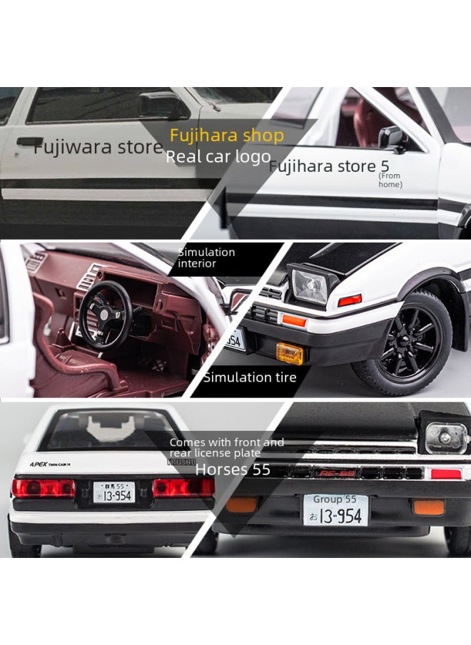 Header D Simulation AE86 Alloy Car Model Pull Back Toy Ornaments Simulation Classic Car Model Generation-Color:1:32 Eagle AE86 White Cover [Fog Lamp Not On]]