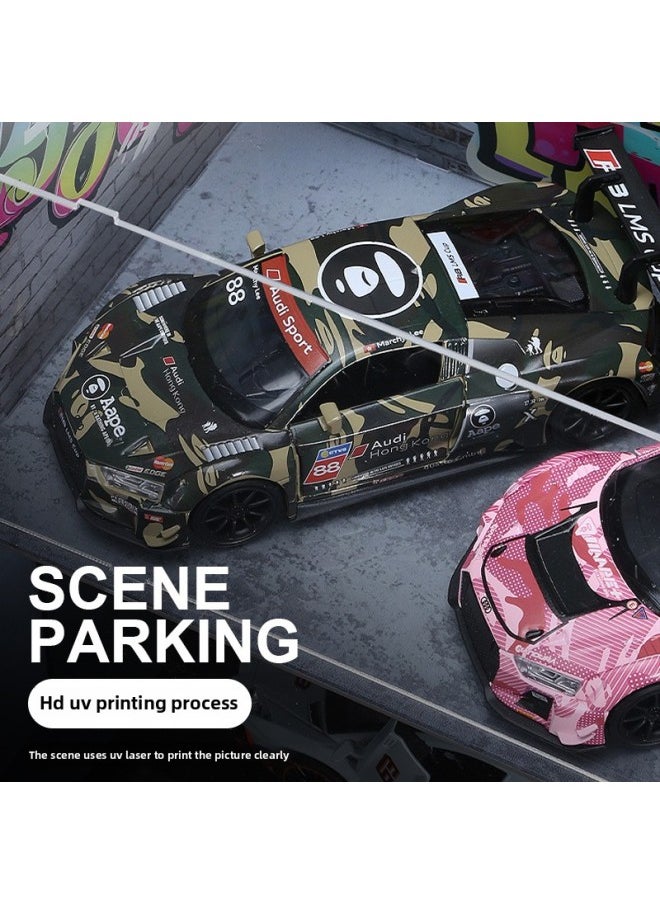 1:24 Acrylic Car Garage Assembled Simulation Car Parking Space Model Storage Hidden Ornaments Parking Lot-Color:Secondary Dimension Orange (excluding Car)