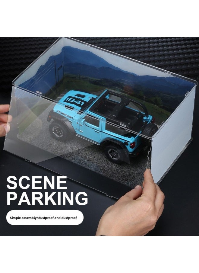 1:24 Acrylic Car Garage Assembled Simulation Car Parking Space Model Storage Hidden Ornaments Parking Lot-Color:Secondary Dimension Orange (excluding Car)