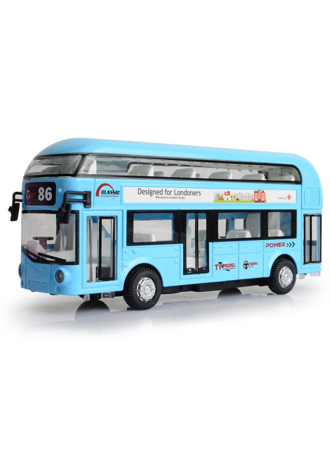 Direct Simulation Double-layer Air Conditioning Bus Alloy Pull Back Children's Toy Car Model Ornaments-Color:Yellow
