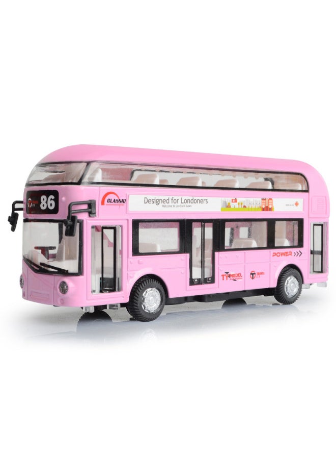 Direct Simulation Double-layer Air Conditioning Bus Alloy Pull Back Children's Toy Car Model Ornaments-Color:Yellow