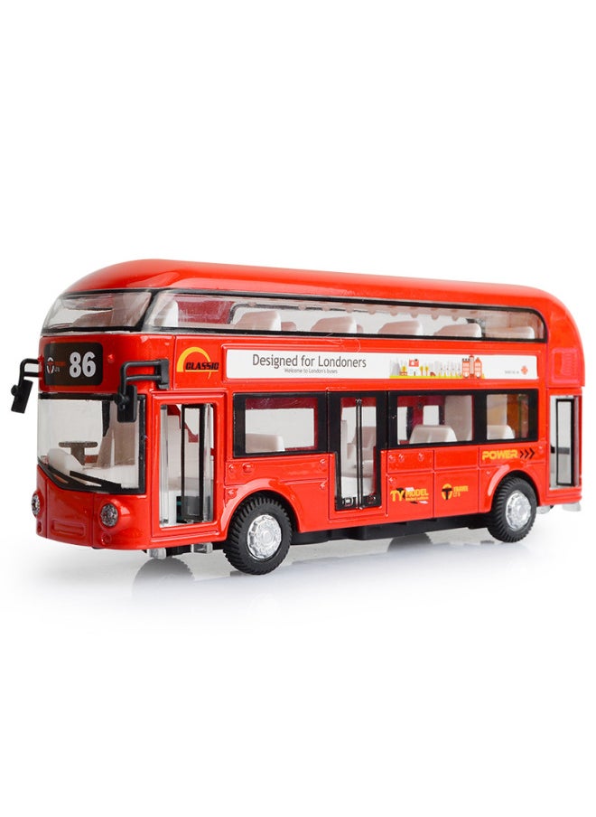 Direct Simulation Double-layer Air Conditioning Bus Alloy Pull Back Children's Toy Car Model Ornaments-Color:Yellow