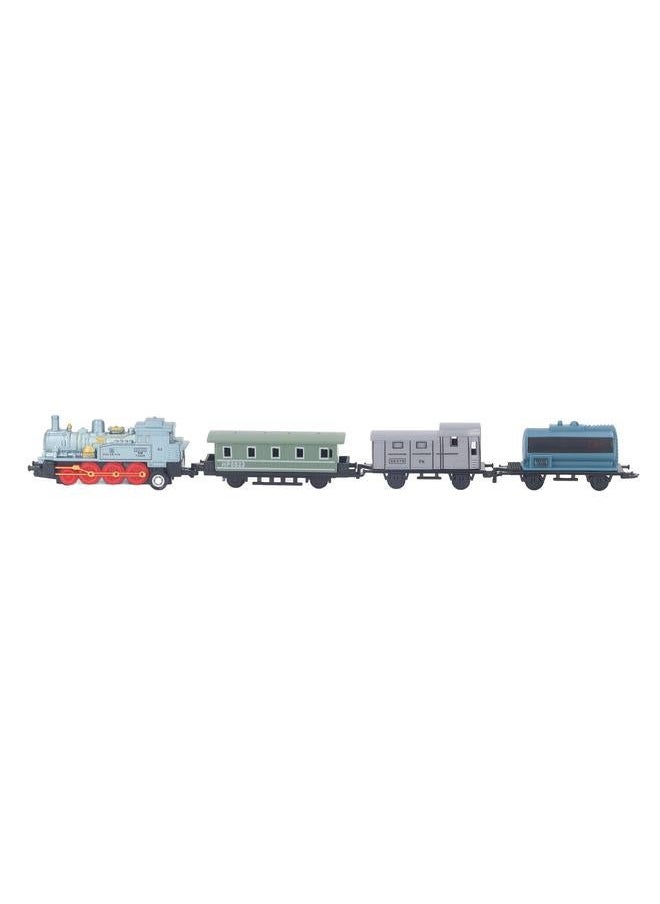 Steam Train Model Toy Vintage Alloy Pull Back Cultivate Hands On Ability Educational for Kids Blue