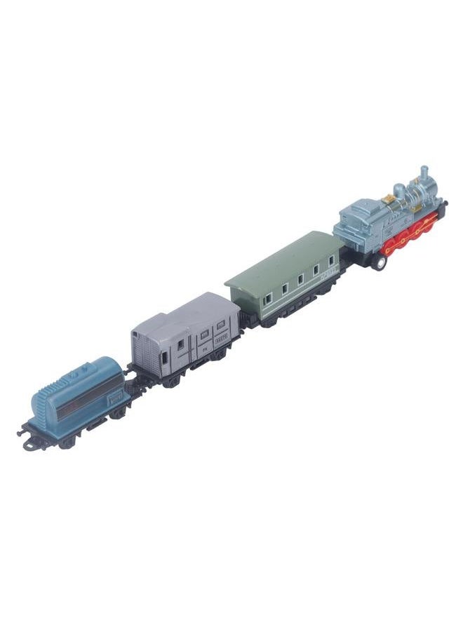 Steam Train Model Toy Vintage Alloy Pull Back Cultivate Hands On Ability Educational for Kids Blue