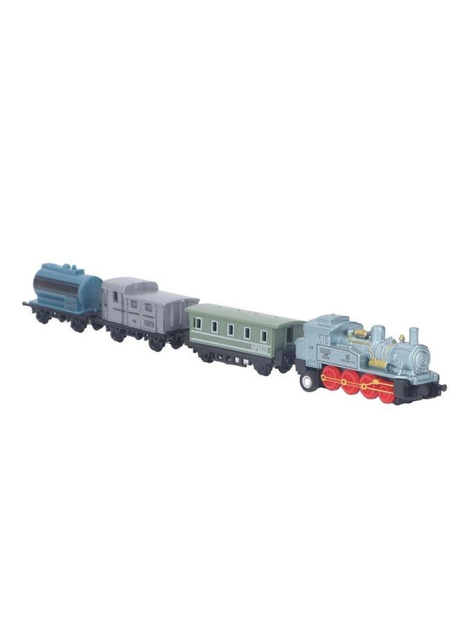 Steam Train Model Toy Vintage Alloy Pull Back Cultivate Hands On Ability Educational for Kids Blue