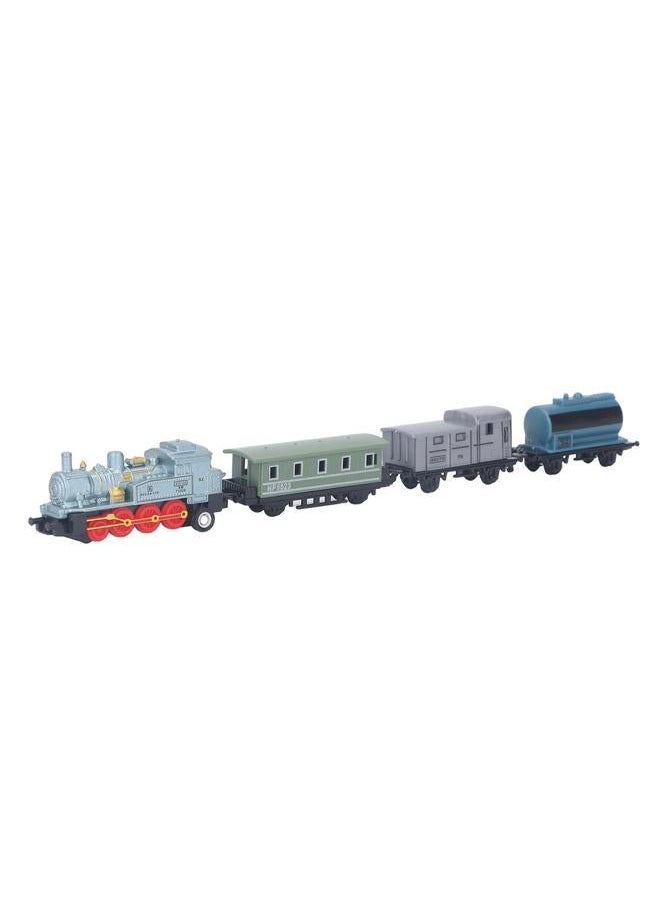 Steam Train Model Toy Vintage Alloy Pull Back Cultivate Hands On Ability Educational for Kids Blue