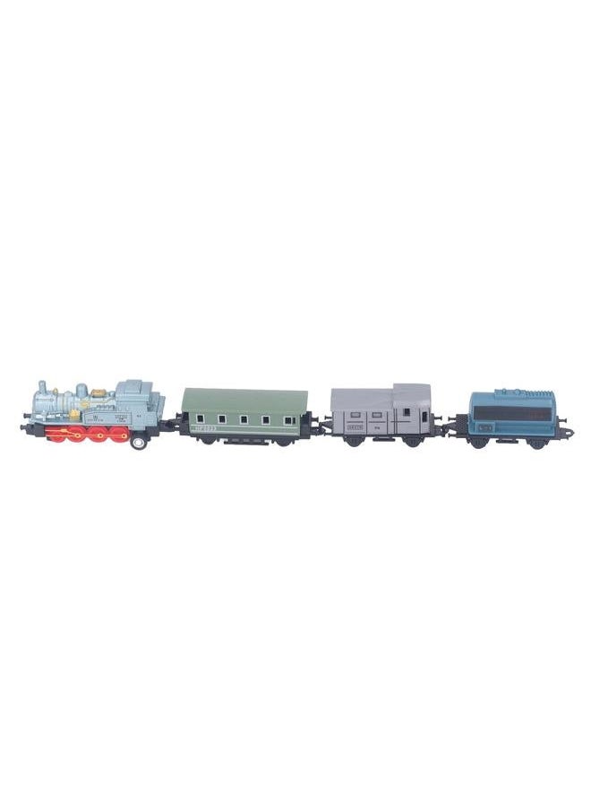 Steam Train Model Toy Vintage Alloy Pull Back Cultivate Hands On Ability Educational for Kids Blue