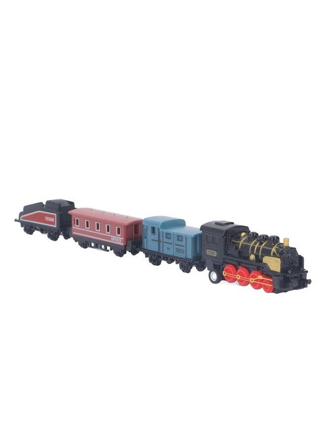 Steam Train Model Toy Vintage Alloy Pull Back Cultivate Hands On Ability Educational for Kids Black