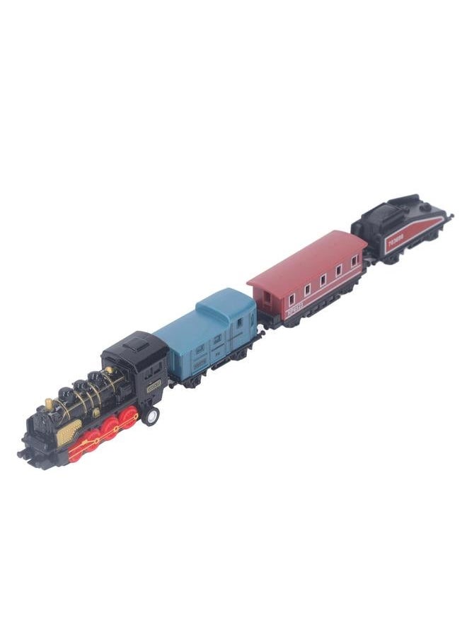 Steam Train Model Toy Vintage Alloy Pull Back Cultivate Hands On Ability Educational for Kids Black