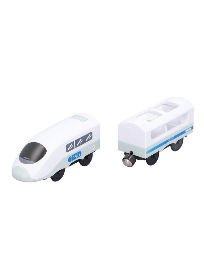 Magnetic Connection Train Battery Operated Electric Toys With Locomotive Carriage for Kids Toddlers Old Blue and White