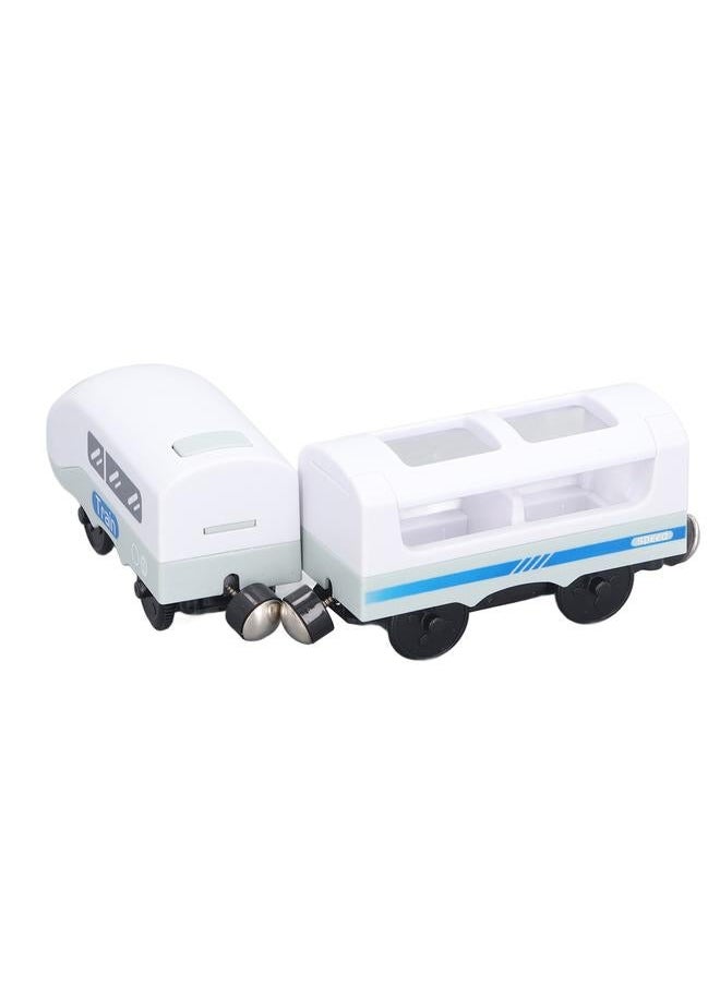 Magnetic Connection Train Battery Operated Electric Toys With Locomotive Carriage for Kids Toddlers Old Blue and White