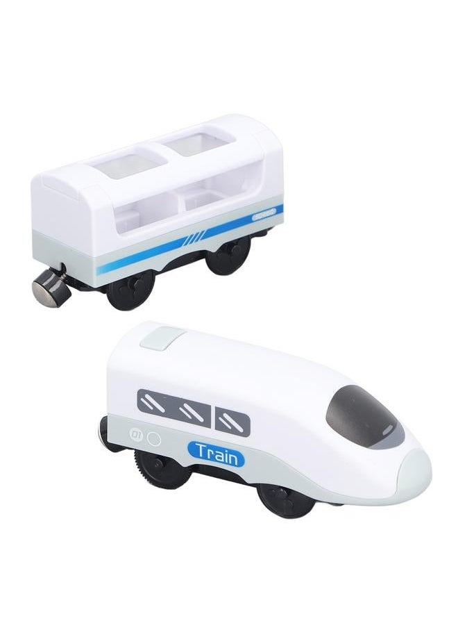 Magnetic Connection Train Battery Operated Electric Toys With Locomotive Carriage for Kids Toddlers Old Blue and White