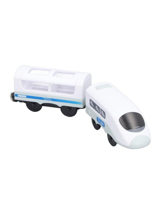 Magnetic Connection Train Battery Operated Electric Toys With Locomotive Carriage for Kids Toddlers Old Blue and White