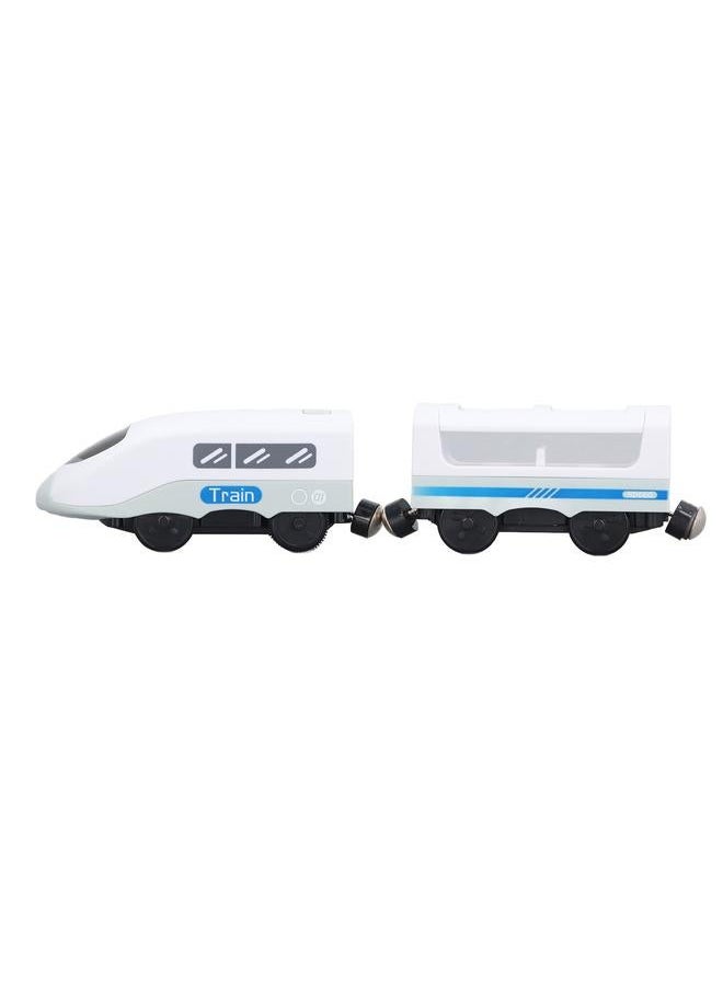 Magnetic Connection Train Battery Operated Electric Toys With Locomotive Carriage for Kids Toddlers Old Blue and White