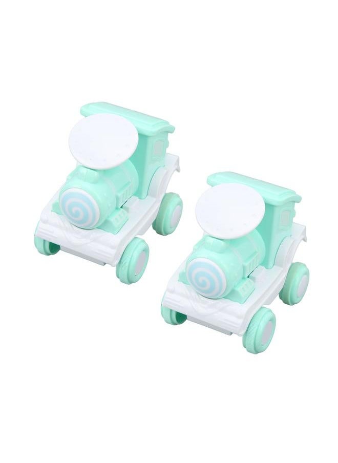2Pcs Press and Roll Train Toy Plastic 360 Degree Stunt Flip for Boys Girls Gift Giving Green