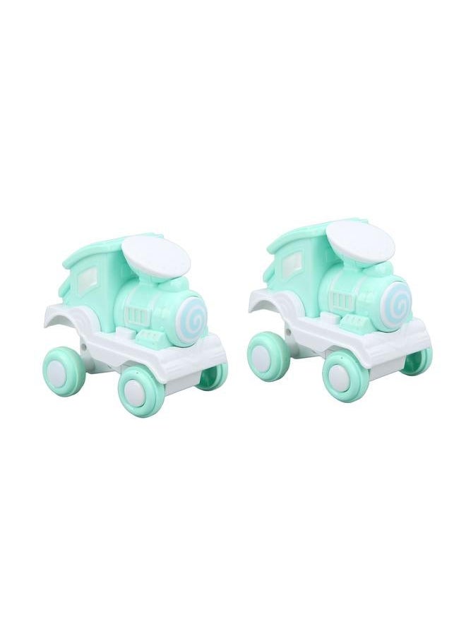 2Pcs Press and Roll Train Toy Plastic 360 Degree Stunt Flip for Boys Girls Gift Giving Green