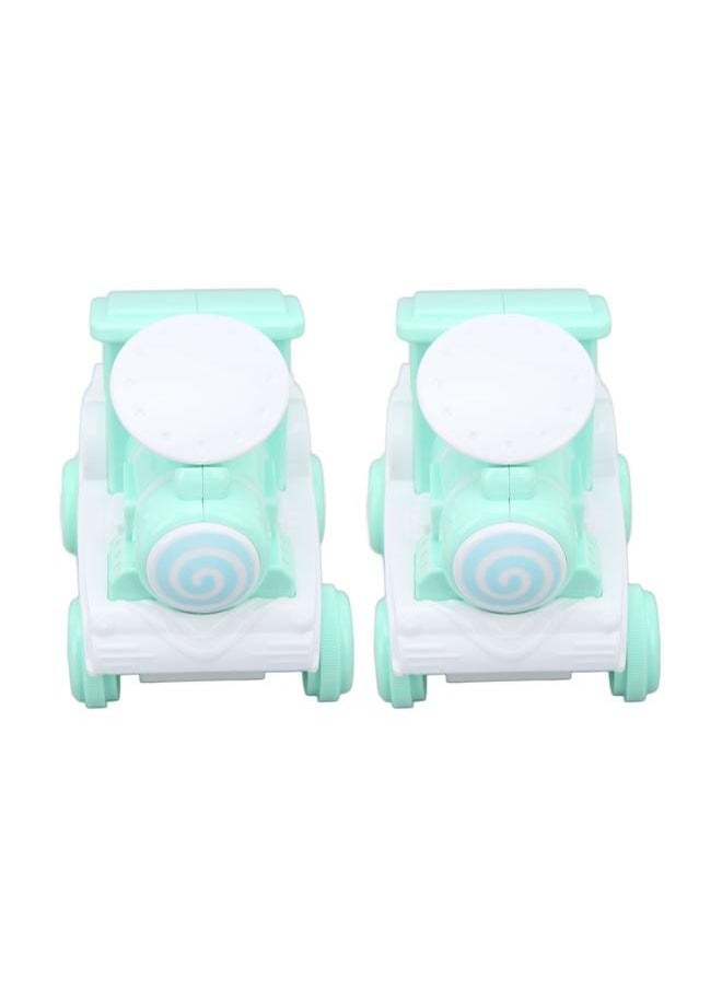 2Pcs Press and Roll Train Toy Plastic 360 Degree Stunt Flip for Boys Girls Gift Giving Green