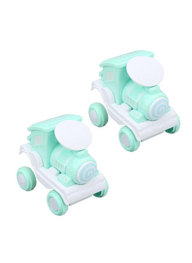 2Pcs Press and Roll Train Toy Plastic 360 Degree Stunt Flip for Boys Girls Gift Giving Green