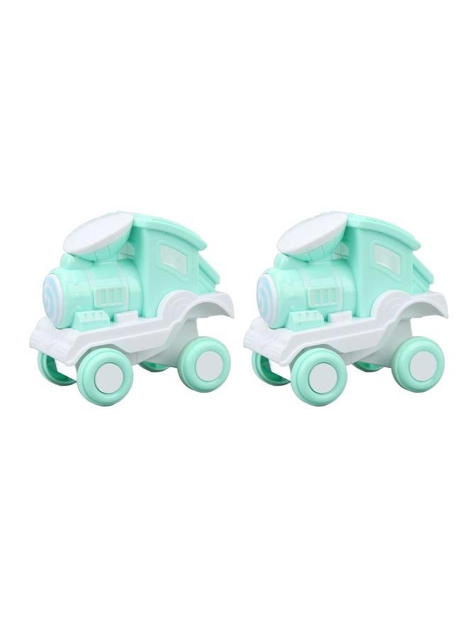 2Pcs Press and Roll Train Toy Plastic 360 Degree Stunt Flip for Boys Girls Gift Giving Green