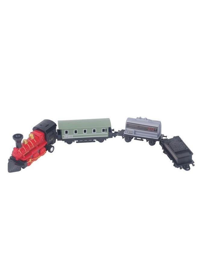 Steam Train Model Toy Vintage Alloy Pull Back Cultivate Hands On Ability Educational for Kids Red