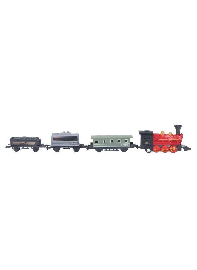 Steam Train Model Toy Vintage Alloy Pull Back Cultivate Hands On Ability Educational for Kids Red