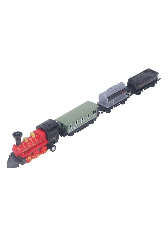 Steam Train Model Toy Vintage Alloy Pull Back Cultivate Hands On Ability Educational for Kids Red