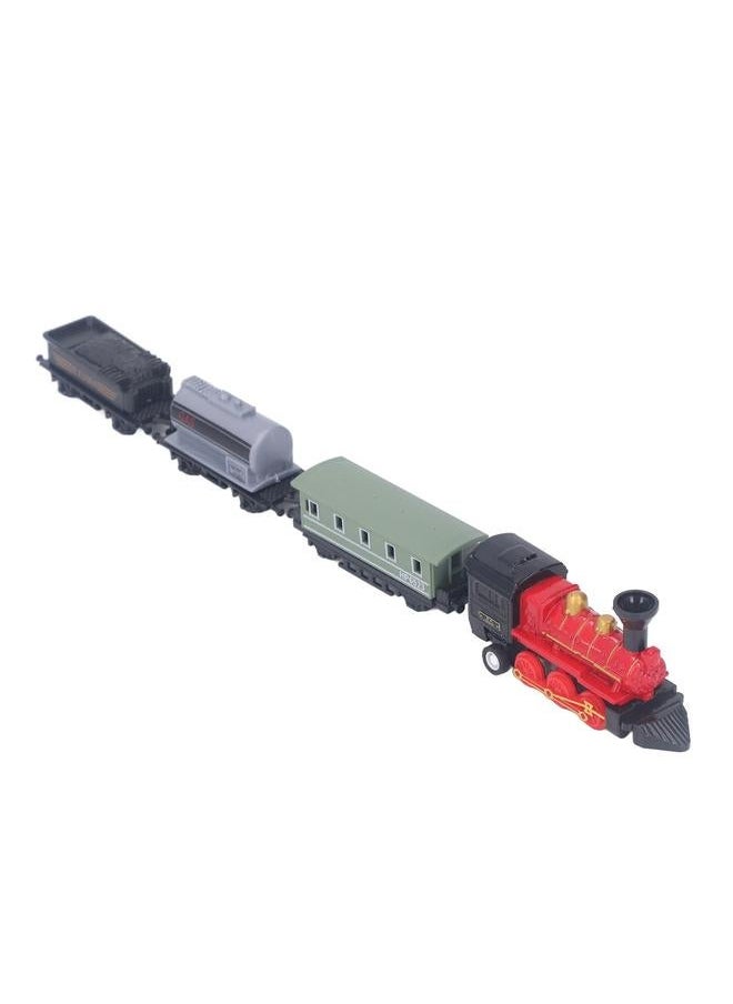 Steam Train Model Toy Vintage Alloy Pull Back Cultivate Hands On Ability Educational for Kids Red