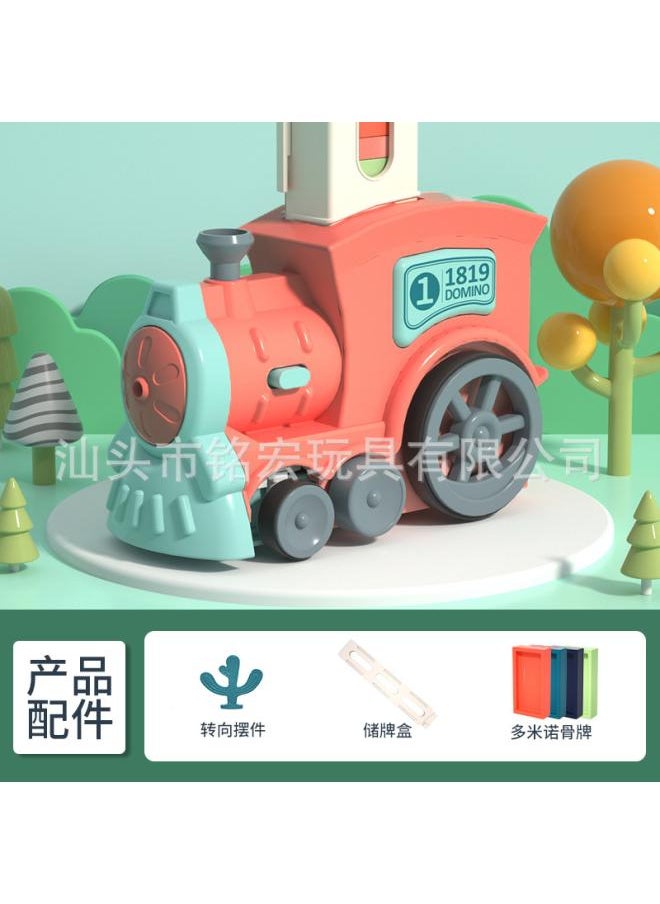 Net Red Electric Domino Small Train Automatic Card Put Children's Sound And Light Educational Toy Car