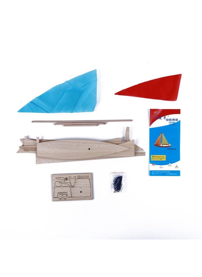 Dongting Sailing Wooden Boat Model DIY Sailing Model Assembled Toys Children's Toys Handicraft Class-Color:Picture Color