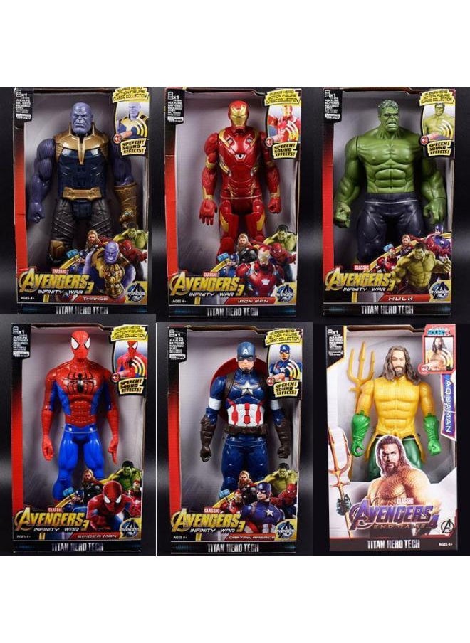 Sound And Light Version Of The Avengers League Movable Iron Man Hulk Captain America Hand Doll Ornaments Model Toy-Color:Thanos