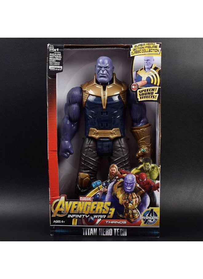 Sound And Light Version Of The Avengers League Movable Iron Man Hulk Captain America Hand Doll Ornaments Model Toy-Color:Thanos