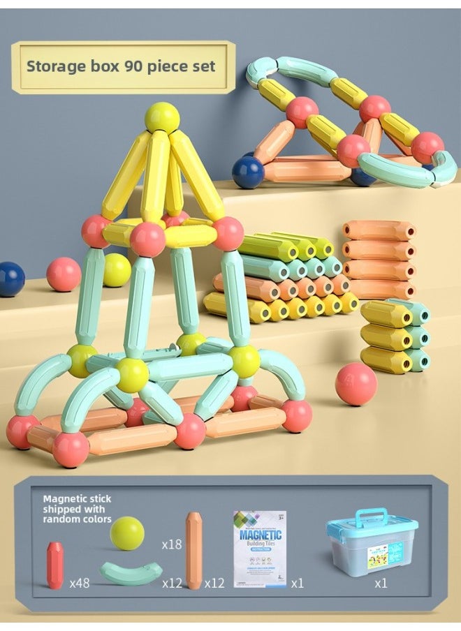 Variety Magnetic Rod Building Blocks Suit Children's Exotic Diy Steam Disinfection Strong Magnetic Ball Puzzle Magnet Toy-Specifications:Large Size 90 Pieces