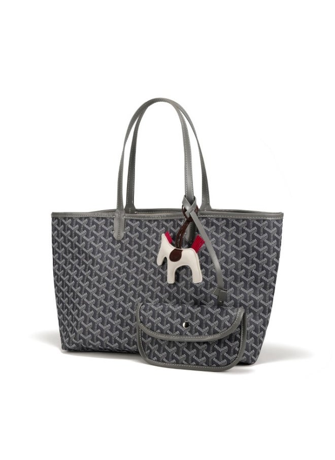 Printed Shopper Tote Grey Pony Pendants Random