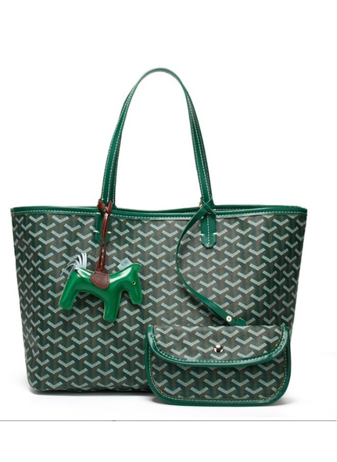 Printed Shopper Tote Green Pendants Random