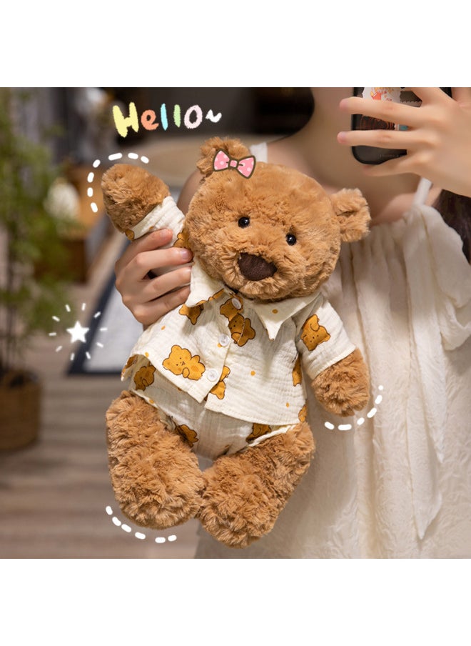Barcelona Bear Doll Plush Toy Teddy Bear Doll Soothing Cloth Doll Cute Female Gift Wholesale-Color:Barcelona Bear + [little Floral Clothes]-Height:47cm (about 0.6kg)